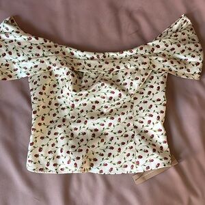 Reformation off the shoulder lux silk top